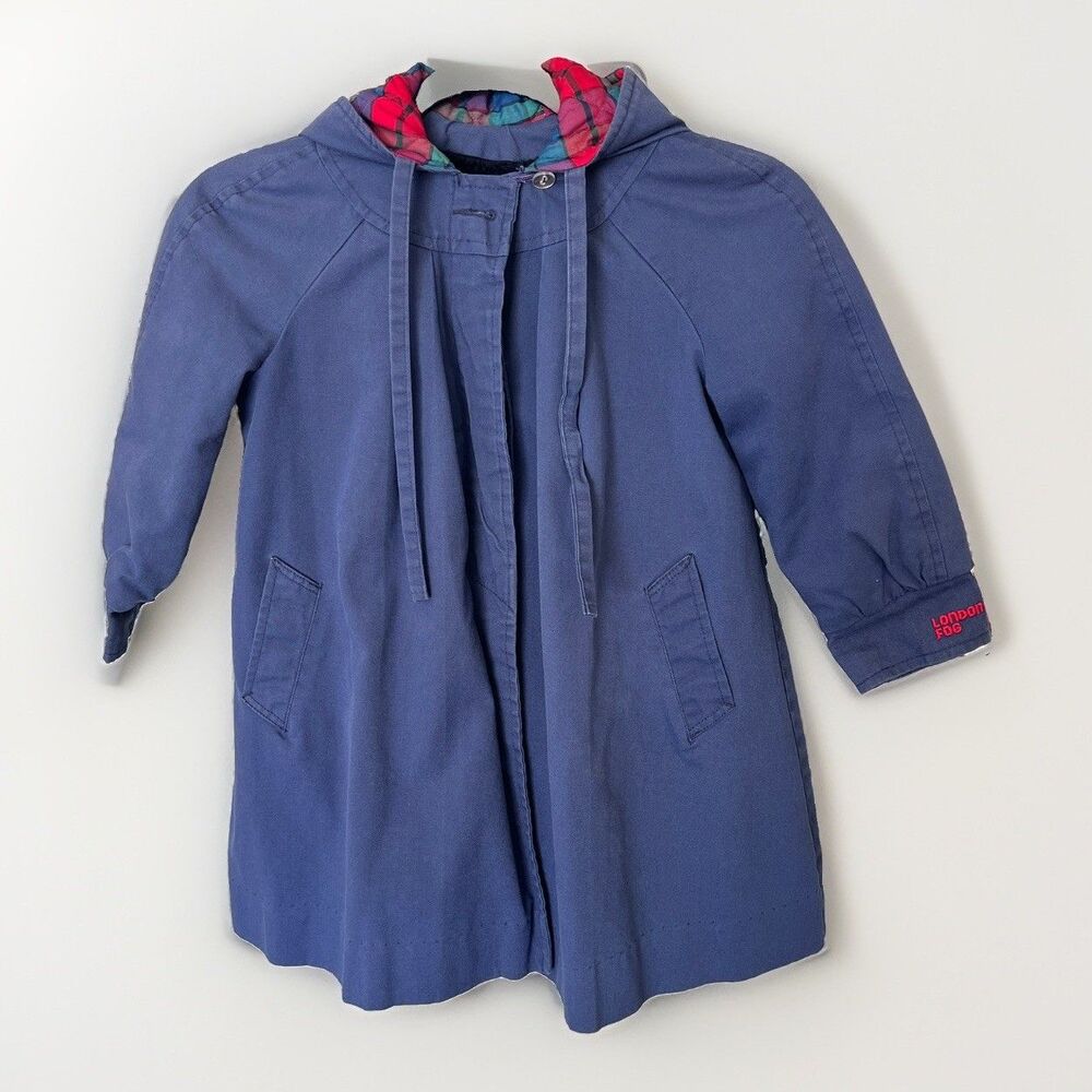 80's vintage London Fog Girls Madeline Style Plaid quilted coat parka size 5